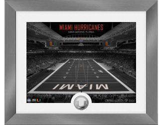 University of Miami Hurricanes Art Deco Stadium Silver Coin Photo Mint