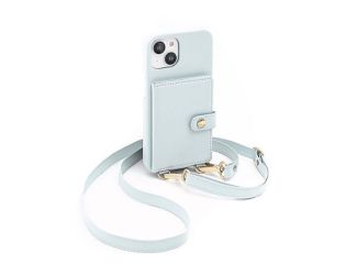 Doria - Silverlake Vegan Leather Wallet Crossbody Case for Apple iPhone 14 / 13 in Powder Blue