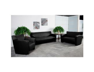 Black LeatherSoft Chair with Extended Panel Arms - Reception and Lounge Seating