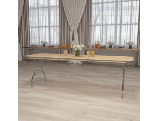 8-Foot Rectangular Birchwood Folding Banquet Table with Corner Guards