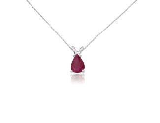 14K White Gold Pear Shape Ruby Pendant