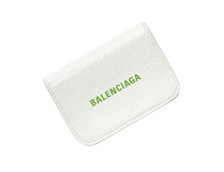 Balenciaga Everyday White Leather Logo Mini Trifold Wallet