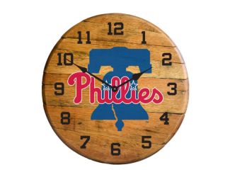 Philadelphia Phillies Oak Barrel Clock