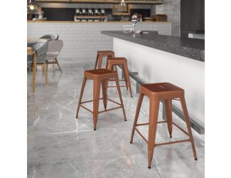 24" High Backless Copper Indoor-Outdoor Counter Height Stool