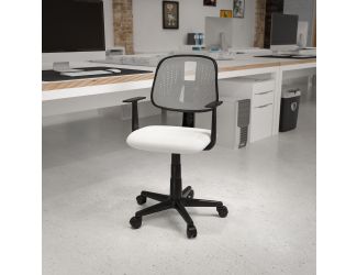 Flash Fundamentals Pivot Back White Mesh Swivel Task Office Chair with Arms