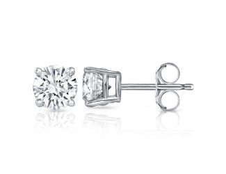 Bright White Round Lab Grown Diamond Prime Stud in 10K Yellow Gold 0.90ct, Color-FG, Clarity-SI2 I1