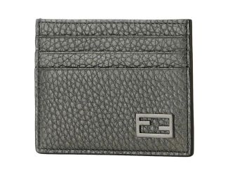 Fendi Baguette Graphite Grained Leather Card Case Wallet