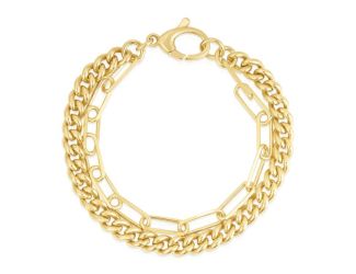 Curb and Paperclip Bracelet Gold