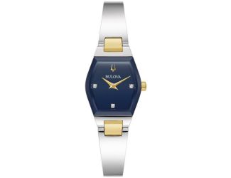 Ladies Modern Gemini Stainless Steel Bangle watch, Blue dial