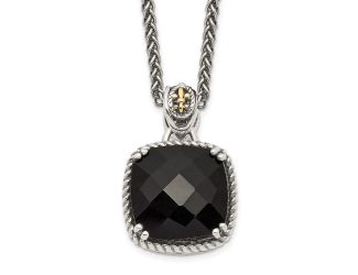 Sterling Silver w/14k Onyx Necklace