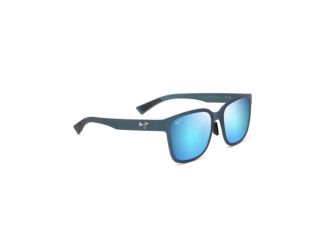 Paulele Asian Fit Polarized Sunglasses Matte Teal-Blue Frame Blue Hawaii Lens