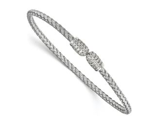Sterling Silver Rhodium-Plated CZ Woven Bracelet