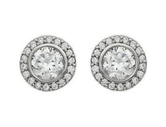 Petite CZ Halo Earrings