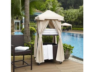 Palm Harbor Outdoor Wicker Towel Valet With Sand Cover