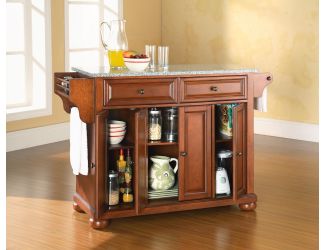 Alexandria Grey Granite Top Kitchen Island (Cherry)
