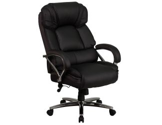 Big & Tall 500 lb. Rated Black LeatherSoft Ergonomic Office Chair w/ Chrome Base