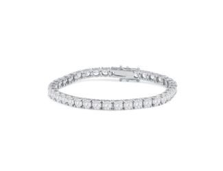 Bright White Privilege Round Lab Grown Diamond Tennis Bracelet in 14K White Gold 11.00ct,EF,VS1 VS2