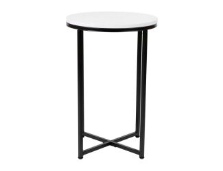 Hampstead White Marble End Table w/ Black Frame