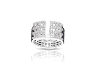 Belle Etoile Round Cubic Zirconia studded Black background Vista Size-7 Ring - 925 Sterling silver.