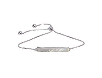 PARIKHS Rhodium Plated Synthetic Mother of Pearl Bar chain Lariat Bracelet in 925 Sterling Silver