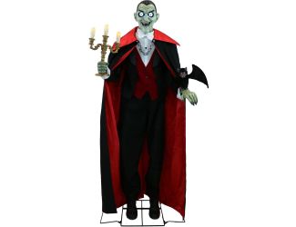 5.5-Ft. Tall Motion-Activated Vampire Host by SVI, Premium Talking Halloween Animatronic, Plug-In