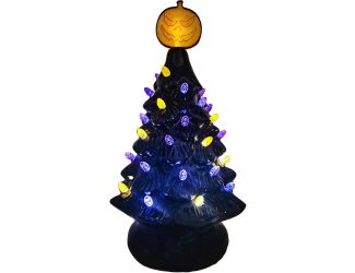 2-Ft. Tall Pre-Lit Retro Halloween Tree with Vintage Bulbs and Pumpkin Topper, Plug-In
