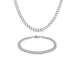 Gents Curb Link Bracelet & Necklace Set