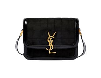 Saint Laurent Solferino Leather Black Quilted Suede Shoulder Bag