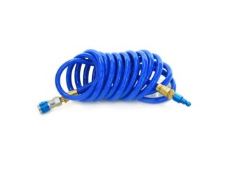 15' Coiled 3/8" ID Air Hose w/ Quick Connect Fittings