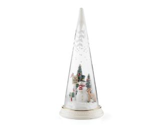 Glass Lit Snowman North Pole Scene