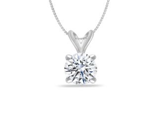 Bright White Round Lab Grown Diamond Pendant in 14K White Gold 0.25ct, Color-FG, Clarity-VS SI