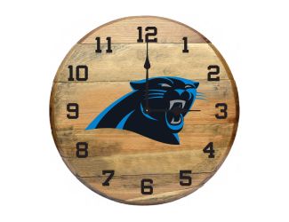 Carolina Panthers Oak Barrel Clock