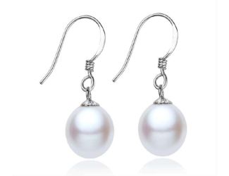 Sterling Silver Pear Shaped Pearl Earrings