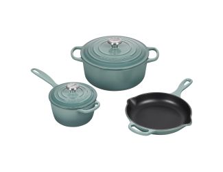 5pc Signature Cast Iron Cookware Set Sea Salt