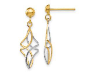 14k Two-tone Post Dangle Earrings