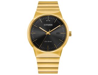 Men's Modern Axiom Gold-Tone Stainless Steel Bracelet with Black dial