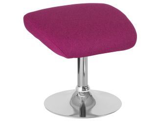Magenta Fabric Ottoman Footrest with Chrome Base - Living Room Furniture