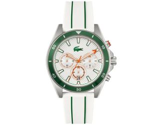 Men's Mainsail Chronograph Green & White Silicone Strap Watch White Dial