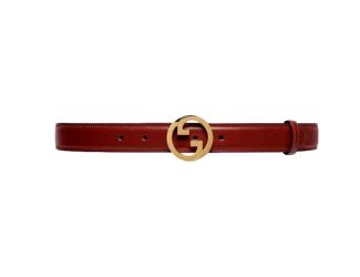 Gucci Blondie Leather Burgundy Gold Buckle Belt 105
