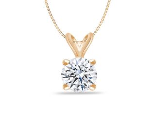 Bright White Round Lab Grown Diamond Pendant in 14K Yellow Gold 0.50ct, Color-FG, Clarity-VS SI