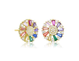 Round Multi CZ Stud Earrings Size 0.55