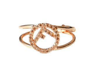 Fendi F is Fendi Circle Logo Crystal Ring Rose Gold Metal Size Medium
