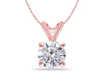 Bright White Round Lab Grown Diamond Pendant in 14K Rose Gold 1.70ct, Color-FG, Clarity-VS