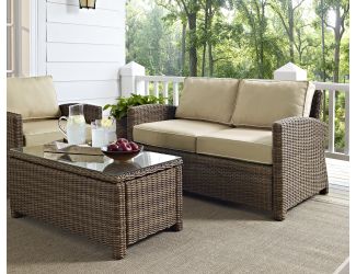 Bradenton Outdoor Wicker Loveseat with Sand Cushions