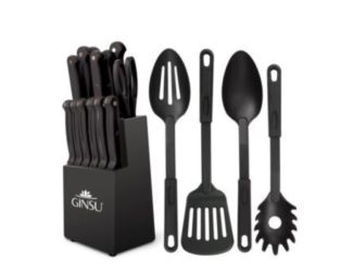 Kiso 18-Piece Knife Block Set in Black/Natural