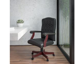 Martha Washington Black LeatherSoft Executive Swivel Office Chair with Arms