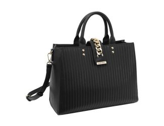 Quilted Double Handle Satchel - (Black)