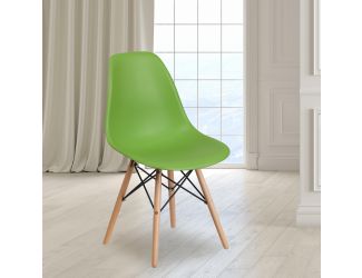Green Plastic Chair with Wooden Legs - Hospitality Seating - Side Chair