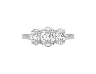 1CTW Three Stone Oval Lab Diamond Ring Size 9