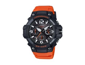 Mens Classic Chronograph Analog Orange Resin Watch Black Dial